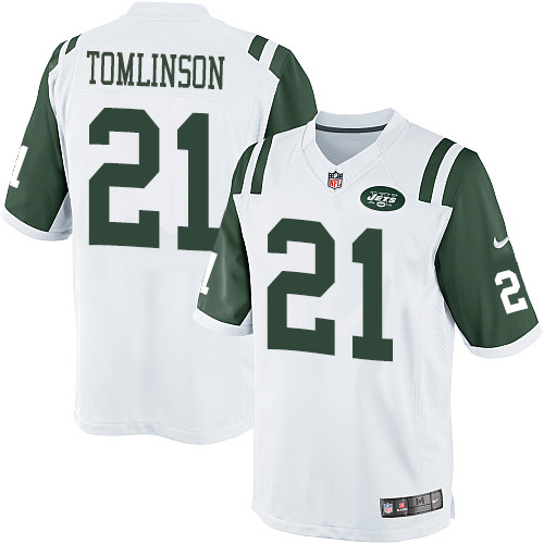 Men's Limited LaDainian Tomlinson Nike Jersey White Road - #21 NFL New York Jets